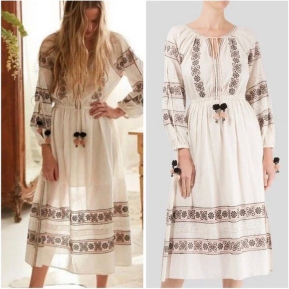 LoveShackFancy Dresses & Skirts - Love shack fancy Maxi Isla Boho Peasant Embroidered dress size XS